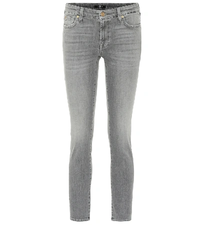 7 For All Mankind Pyper Cropped Mid-rise Skinny Jeans In Grey