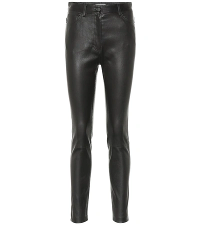 The Row Kate Leather High-rise Skinny Jeans In Black