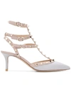 Valentino Garavani Rockstud Leather Pumps In Grey