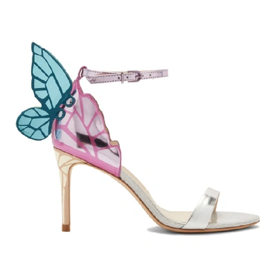 Sophia Webster Chiara Mirrored And Glittered Leather Sandals In Silver