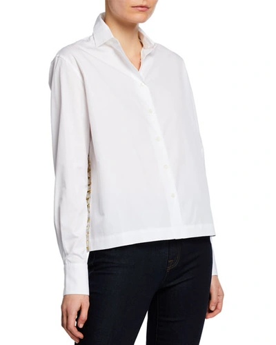 Anais Jourden Draped Button-up Blouse With Confetti Details In White Pattern