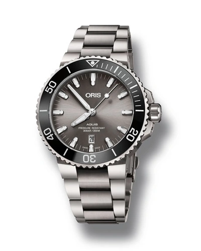 Oris Men's 43.5mm Aquis Automatic Titanium Watch, Gray