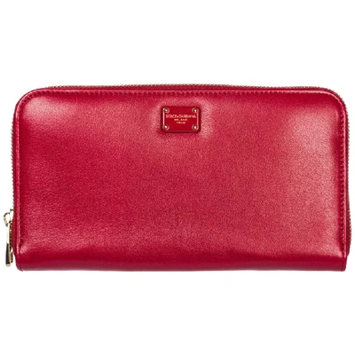 Dolce & Gabbana Victoria Flamingo Wallet In Ciliegia / Rosso