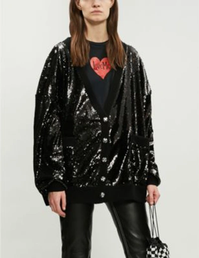 The Kooples V-neck Sequin Cardigan In Bla01