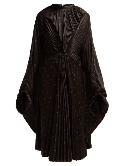 Vetements Floral-print Pleated Dress In Black