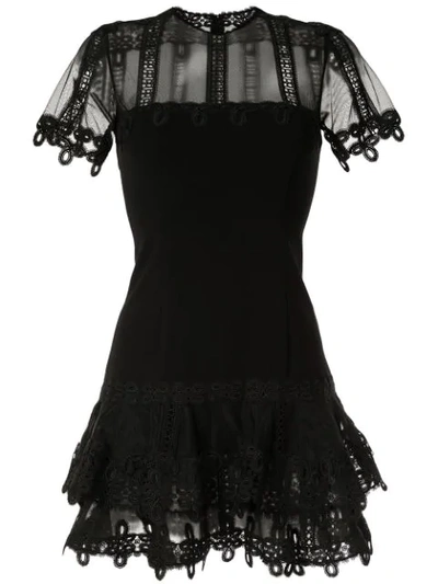 Jonathan Simkhai Guipure Lace Short-sleeve Mini Dress In Black