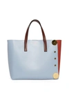 Marni Colorblock East/west Leather Tote - Blue In Sky Nougat/gold