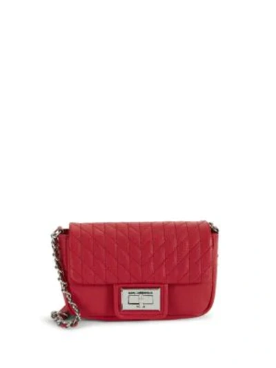 Karl Lagerfeld Agyness Faux Leather Crossbody Bag In Crimson