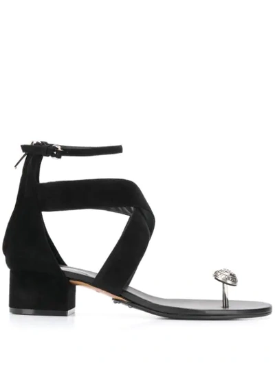 Balmain 35mm Juliet Suede Toe Button Sandals In 0pa  Noir