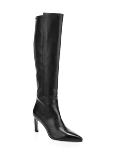 Stuart Weitzman Demi 75 Leather Knee-high Boots In Black