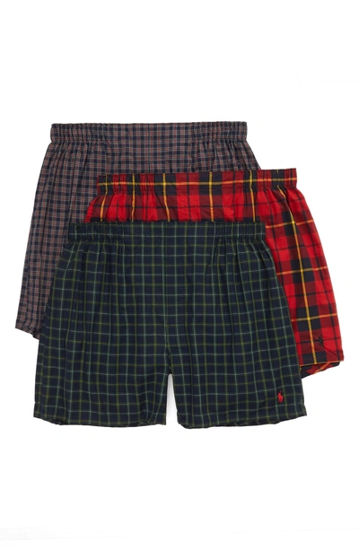 Polo Ralph Lauren 3-pack Woven Boxers In Blue Plaid Multi