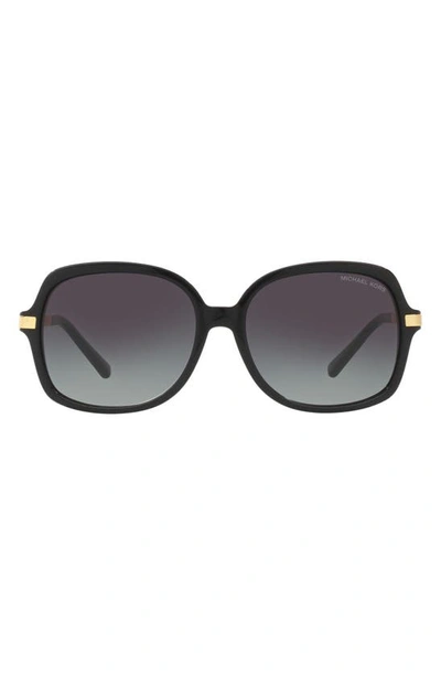 Michael Kors 57mm Gradient Square Sunglasses In Black/ Gold/ Black Gradient