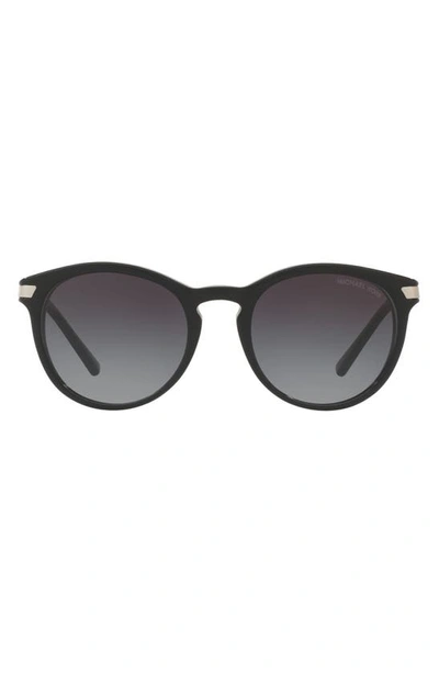 Michael Kors 53mm Gradient Round Sunglasses In Black/ Silver/ Black Gradient