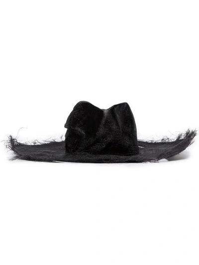 Ann Demeulemeester Black Distressed Straw Hat | ModeSens display picture 2