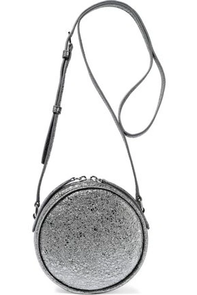 Kara Woman Metallic Cracked-leather Shoulder Bag Gunmetal