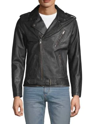 Frye Textured Leather Biker Jacket In Vintage Black | ModeSens