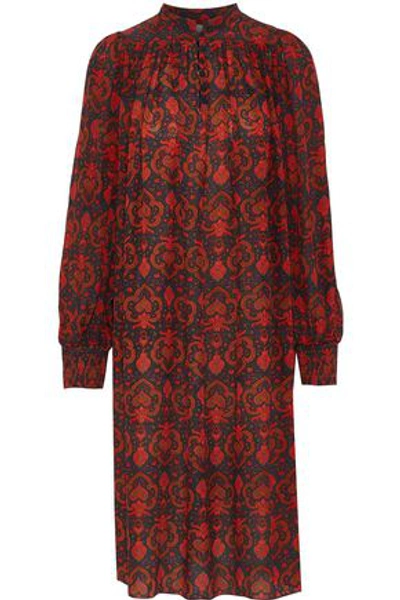 Antik Batik Woman Myle Printed Crepe De Chine Dress Red