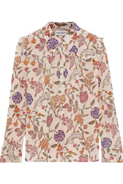 Antik Batik Woman Alina Ruffle-trimmed Floral-print Crepe De Chine Shirt Cream