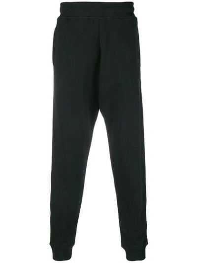 Moschino Ticker Logo Embroidered Cotton Track Pants In Black