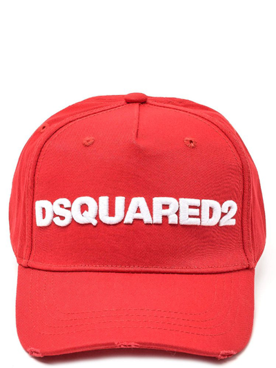 Dsquared2 Logo-embroidered Cotton-gabardine Baseball Cap In Red