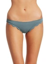 Marysia Broadway Scallop-edge Bikini Bottom In Smoke Blue
