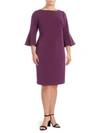 Calvin Klein Bell Sleeve Sheath Dress In Aubergine