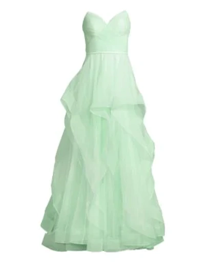 Basix Black Label Women's Sweetheart Cascade Gown In Soft Green