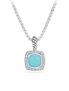 David Yurman Petite Albion Pendant Necklace With Diamonds In Turquoise