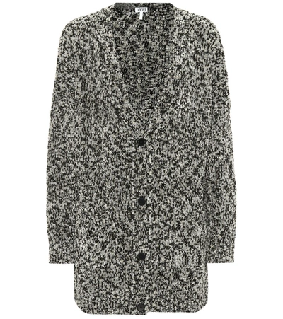 Loewe Lurex Knit Button-front Cardigan In Metallic,black,grey