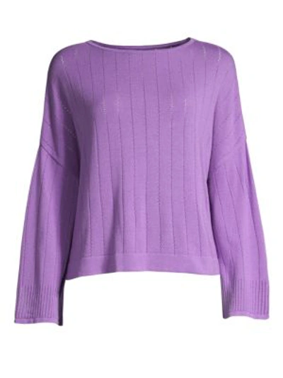 Beatrice B Women's Pointelle Stitch Knit Pullover In Lilac