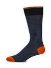 Marcoliani Men's Palio Striped Crew Socks In Navy Blue