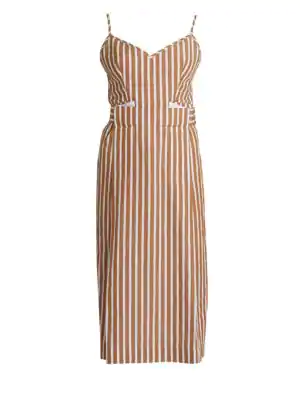 tan and white striped dress