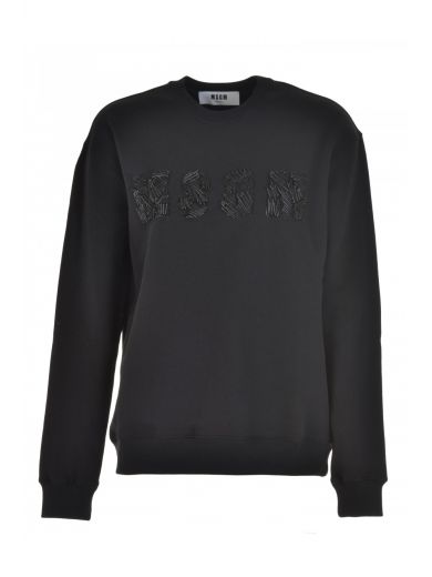 Msgm Safety Pin Logo Sweater In Black | ModeSens