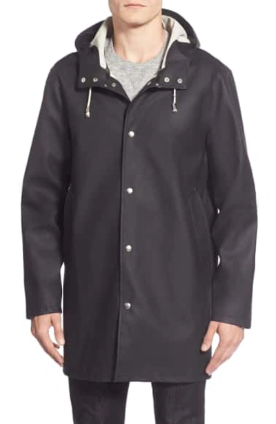 Stutterheim Stockholm Waterproof Hooded Raincoat In Black