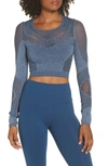 Alo Yoga Siren Long Sleeve Crop Top In Eclipse Heather