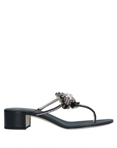 René Caovilla Flip Flops In Black