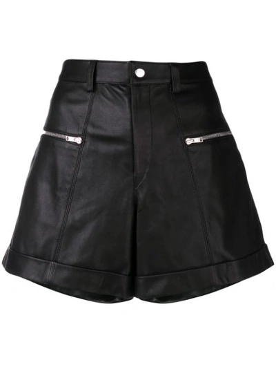 Isabel Marant High-rise Leather Shorts In Black