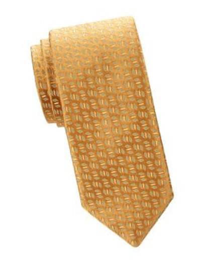 Charvet Sanded Leaf Silk Tie In Yellow