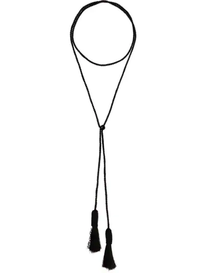 Saint Laurent Tasselled Cord Necklace In Black