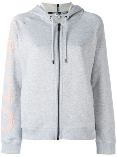 Kenzo Printed French Cotton-terry Hooded Top In Grey