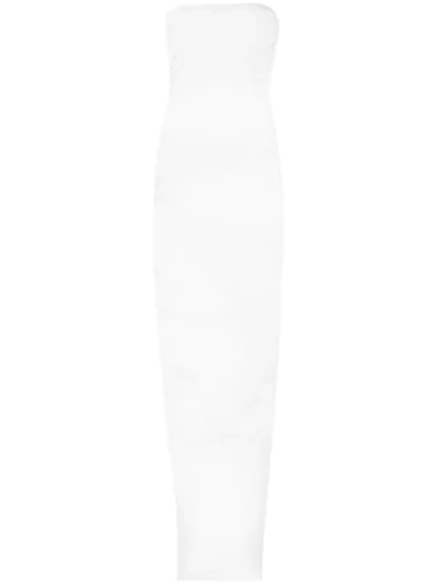 Rick Owens Strapless Textured Cotton-blend Crepe Gown In White