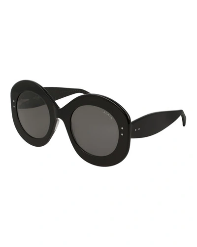 Alaïa Black Round Acetate Sunglasses