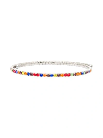 Miu Miu Multicoloured Crystal Choker In Silver