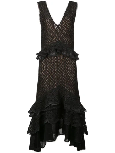 Jonathan Simkhai Knitted Ruffle Tiered Dress In Black