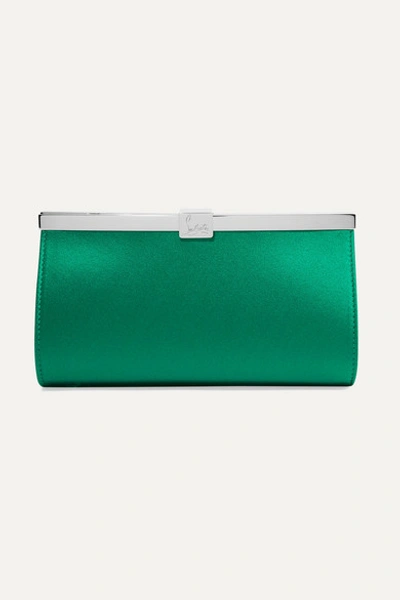 Christian Louboutin Palmette Embellished Satin Clutch In Green