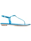 Prada Metallic Leather Sandals In Blue