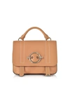 Jw Anderson Disc Leather Top Handle Satchel - Brown In Caramel
