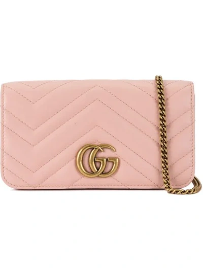Gucci Gg Marmont Mini Quilted Leather Shoulder Bag In Pink