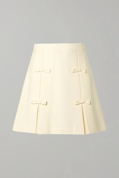 Miu Miu Bow-embellished Cady Mini Skirt In Cream