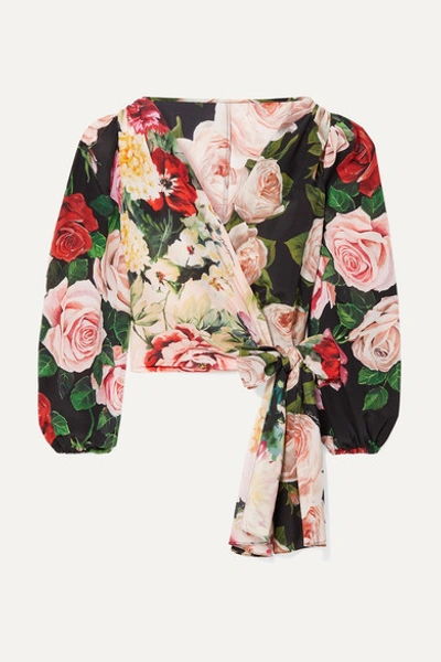 Dolce & Gabbana Floral-print Silk Crepe De Chine Wrap Top In Floral Print